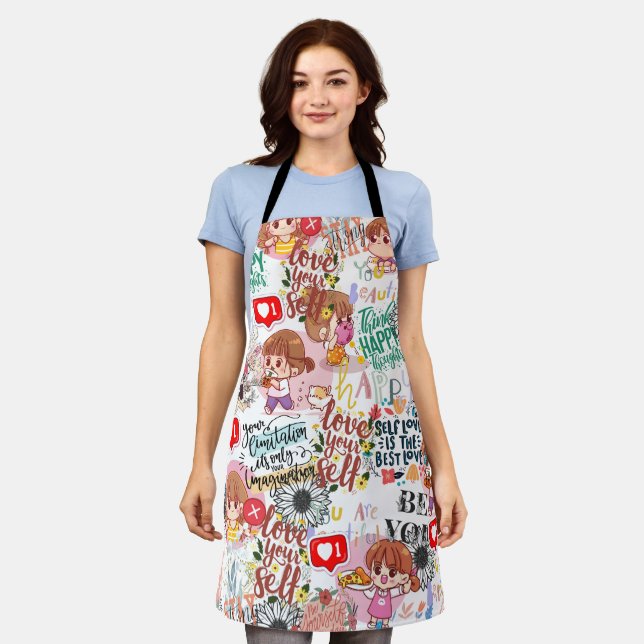 Delantal Cute Motivational – Positive Quote Kawaii  (Gastado)