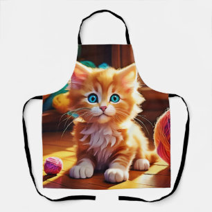 Delantal Cute Naranja Kitten Art