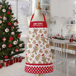 Delantal Cute Navidades Cookie Baking Crew Apron<br><div class="desc">Un delantal del Cookie Baking Crew Navidades adornado con un patrón de galletas de jengibre. Personalízalo con tu nombre. El borde del delantal tiene un patrón de puntos polka rojo y blanco con rac ric. Hace un regalo divertido para los Navidades. Diseñado para ti por Blackberry Boulevard.</div>