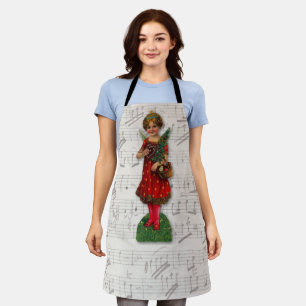 Delantal Cute Navidades rojos Chica Angel Antiguo Hoja de M