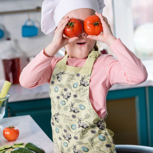 Delantal Cute Pastel Amarillo Feliz Pascua Conejito Niños