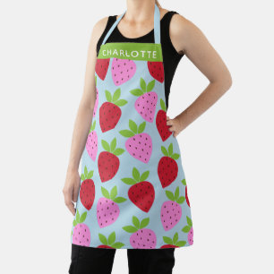 Delantal Cute Patrón de Fruta de Fresa Retro Personalizado
