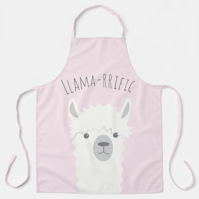 Delantal Cute Peek-a-boo Llama a-rrific Funny rosa (Anverso)