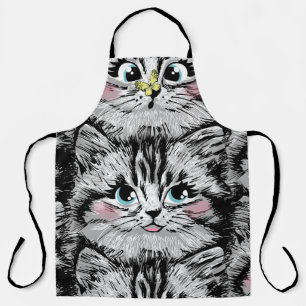 Delantal Cute pelry kitten cara sin fisuras. Ilustración