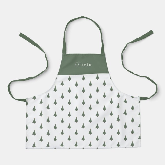 Delantal Cute Personalised Christmas Trees Pattern Apron (Anverso)