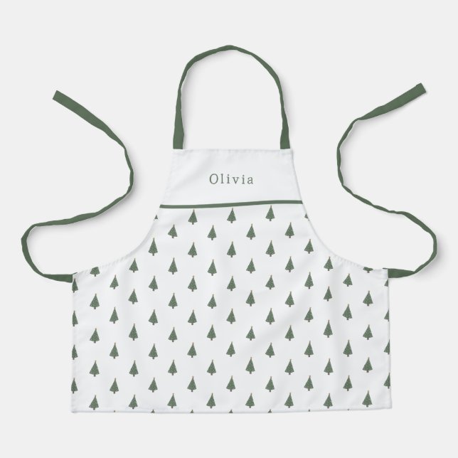 Delantal Cute Personalised Christmas Trees Pattern Apron (Anverso)