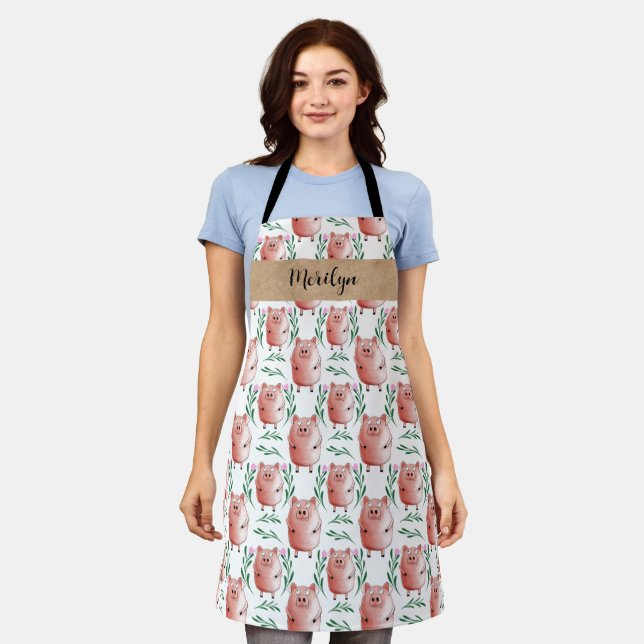 Delantal Cute Pig Apron –Farm Animal Kitchen & Baking Apron (Gastado)
