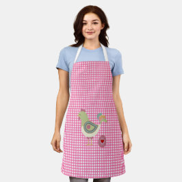 Delantal Cute Pink Gingham Chicken Apron