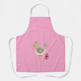 Delantal Cute Pink Gingham Chicken Apron