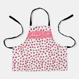 Delantal Cute Pink & Red Hearts Pattern Niños Apron