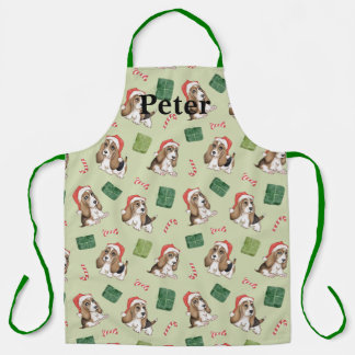 Delantal Cute Puppy usando su Apron de Santa Hat