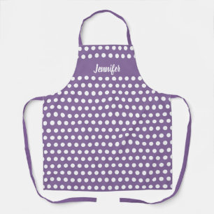 Delantal Cute púrpura puntos de polka nombre personalizado