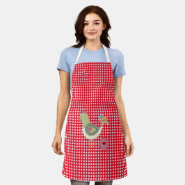 Delantal Cute Red Gingham Chicken Apron