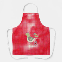 Delantal Cute Red Gingham Chicken Apron