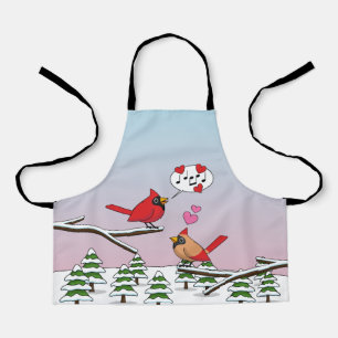 Delantal Cute Red Northern Cardinals aman el paisaje invern