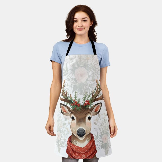 Delantal Cute Reindeer Christmas Apron For Winter Festive (Gastado)