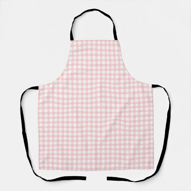 Delantal Cute Retro Pink Gingham Plaid pattern (Anverso)