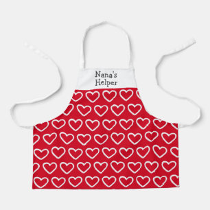 Delantal Cute San Valentín Rojo Blanco Patrón Nombre Niñ