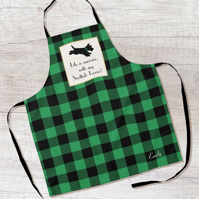 Delantal Cute Scottie Perro Búfalo Platado Verde (Subido por el creador)