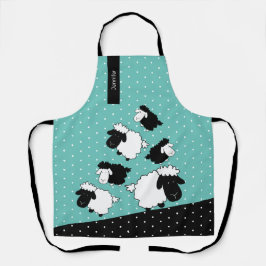 Delantal Cute Sheeps Ilustracion Apron Blanco Y Negro