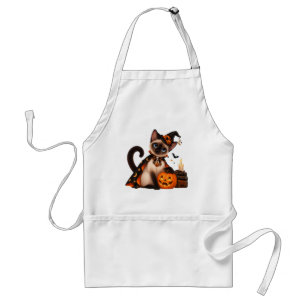 Delantal Cute Siamese Cat Witch Halloween