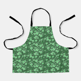 Delantal Cute small green floral summer pattern
