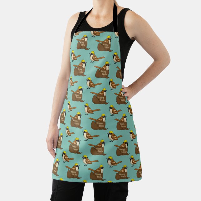 Delantal Cute Sparrow Chocolate Egate Happy Easter Pattern (in situ)