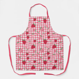 Delantal Cute Strawberry Plaid Gingham Pattered