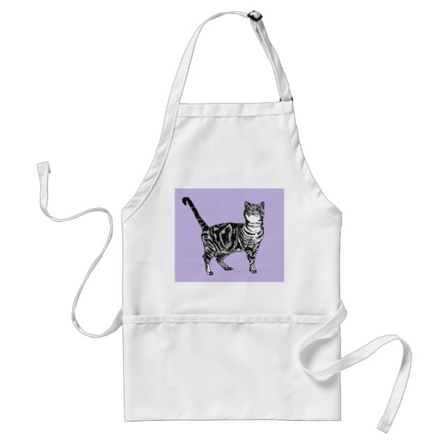 Delantal Cute Tabby Cat Watercolor Art Kitchon Apron (Frente)