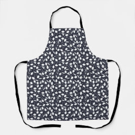 Delantal Cute tiny white flower pattern dark blue pattern