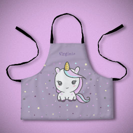 Delantal Cute Unicorn Purple Kid Apron