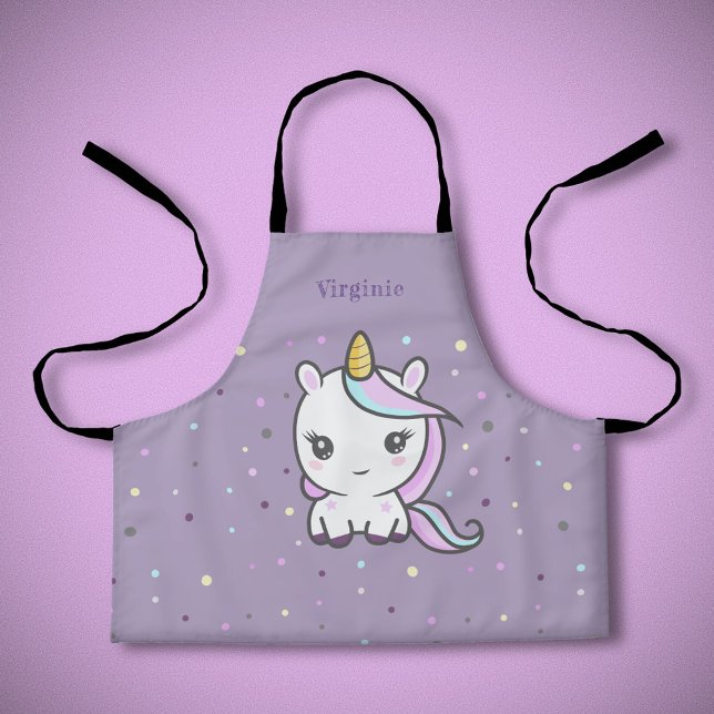 Delantal Cute Unicorn Purple Kid Apron (Cute Unicorn Purple Kid Apron)