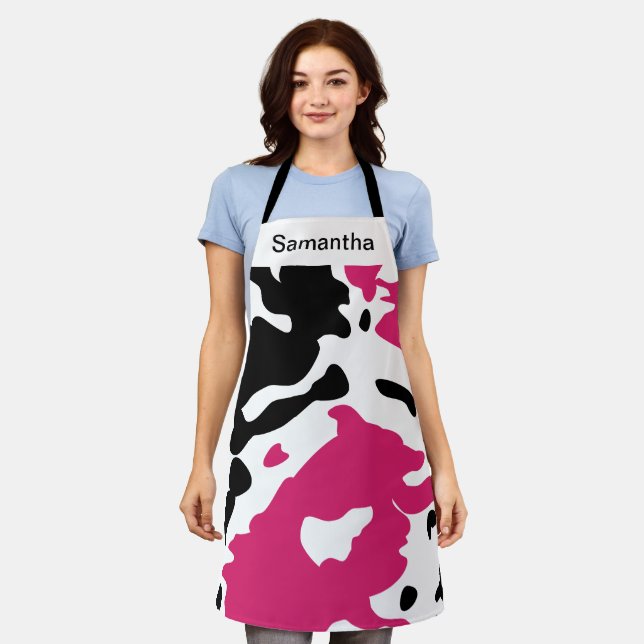 Delantal Cute vaca Imprimir Personalizado Girly rosa Apron (Gastado)