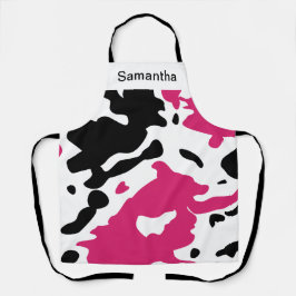 Delantal Cute vaca Imprimir Personalizado Girly rosa Apron