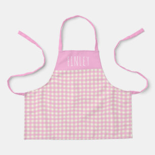 Delantal Cute Vintage Pink Gingham Plaid Personalizado Kid