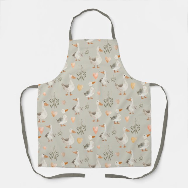 Delantal Cute Watercolor Geese - Apron Whimsy (Anverso)