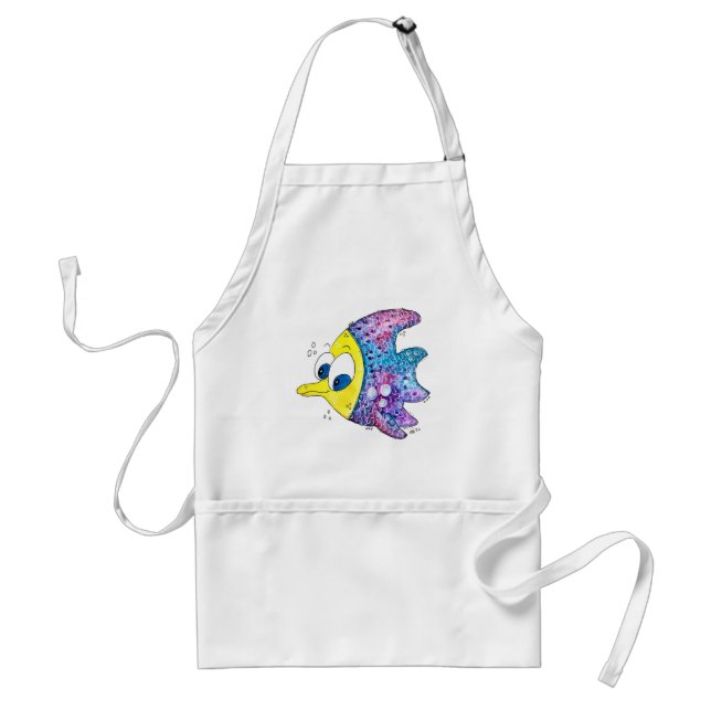 Delantal Cute Whimsical Colorous Fish (Frente)