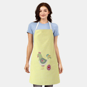 Delantal Cute Yellow Gingham Chicken Apron