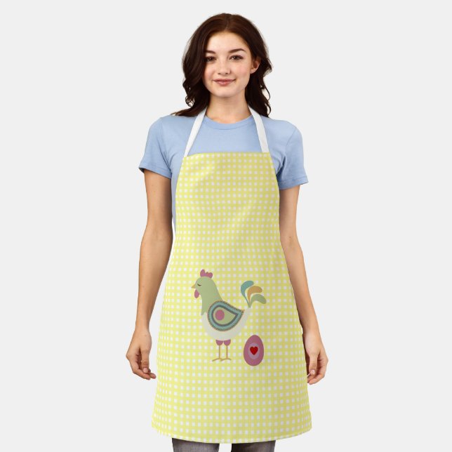 Delantal Cute Yellow Gingham Chicken Apron (Gastado)