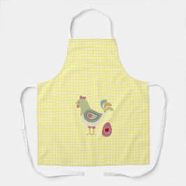 Delantal Cute Yellow Gingham Chicken Apron