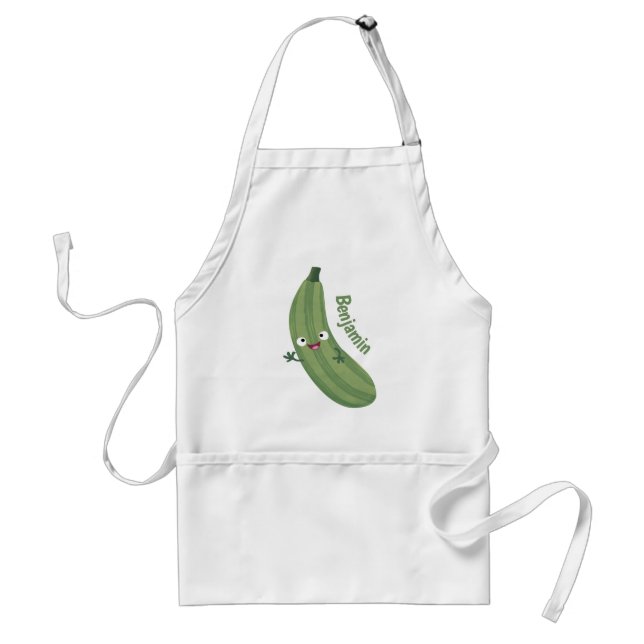 Delantal Cute zucchini feliz personalizado ilustracion (Frente)