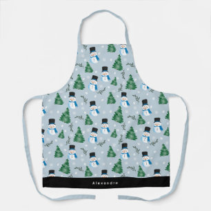Delantal Cuto acuarela Winter Snow Pattern Nombre personali