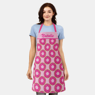 Delantal Cuto rosado donut imprimir nombre personalizado co