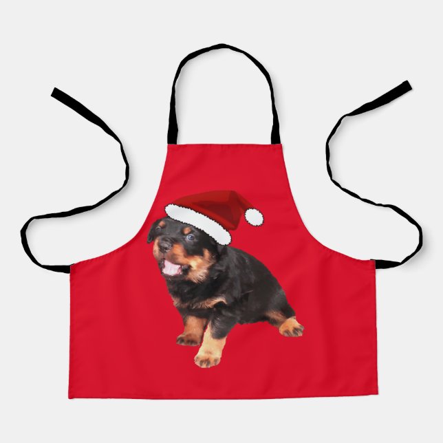 Delantal Cuto Rottweiler Puppy Vestido Personalizado Santa  (Anverso)
