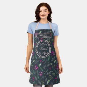 Delantal Cuto y azul Boho Acuarela Foliage Baking