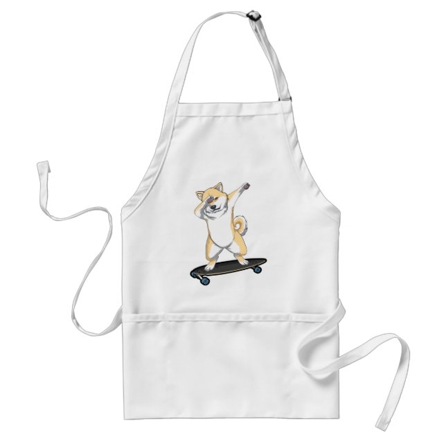 Delantal Dabbinbg Shiba Inu en la taza de café del (Frente)