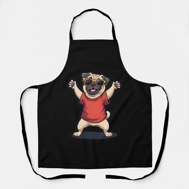Delantal Dabbing Dab Pug Dog Mascotas bailan pipa animal (Anverso)