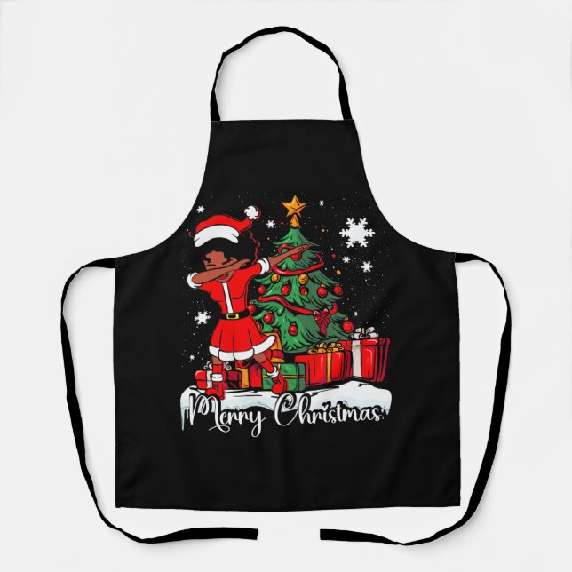 Delantal Dabbing Santa Black African Chica Christma (Anverso)