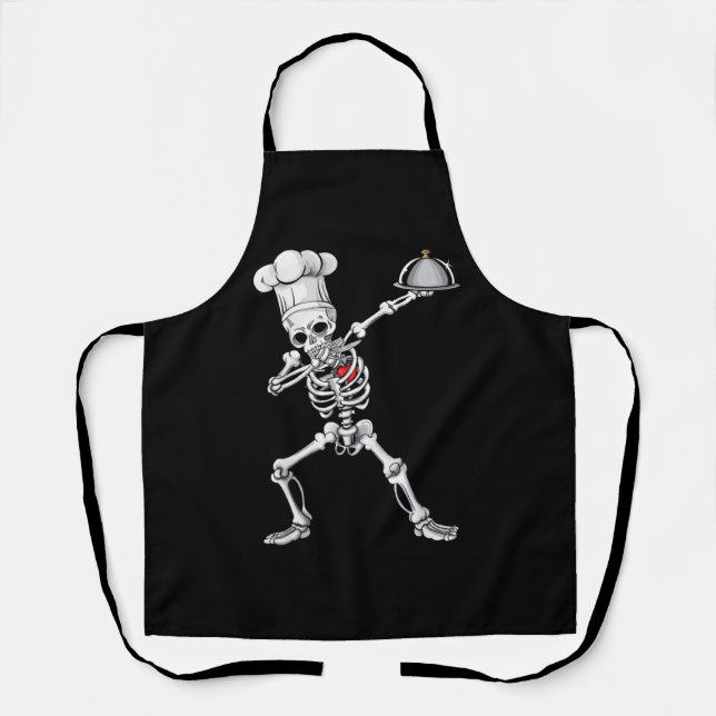 Delantal Dabbing Skeleton Chef Lunch Lady Halloween (Anverso)