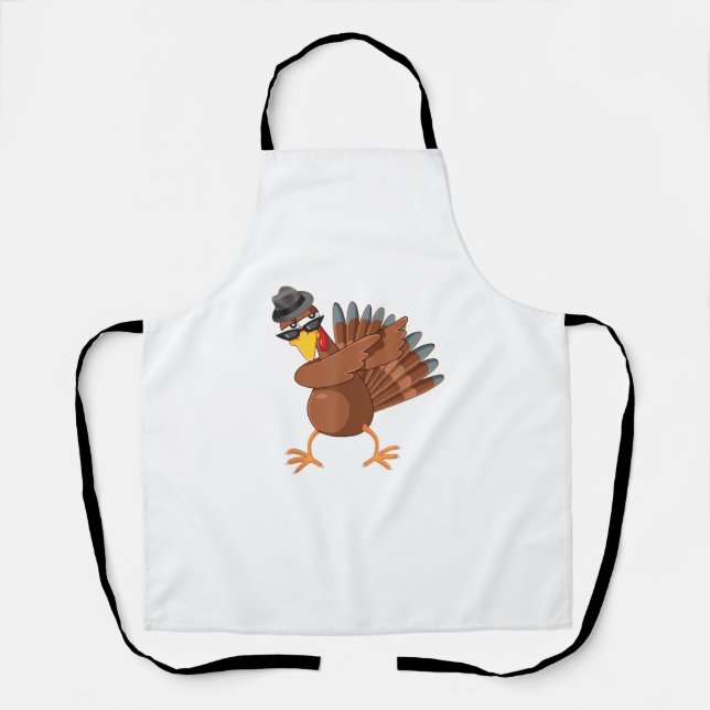 Delantal Dabbing Turkey Shirt Acción de Gracias niños hombr (Anverso)
